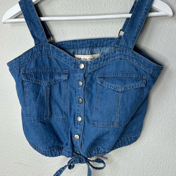 We The Free palm desert denim crop shirt XSmall - Picture 2 of 8